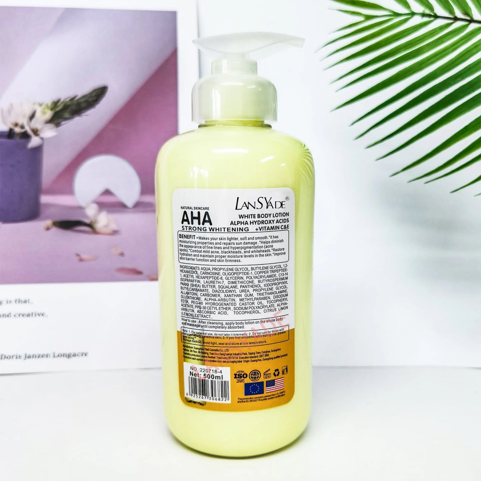 500ml Whitening Body Lotion ALPHA Hydroxy Acids+Vitamin C&E See Results In 3 Days Moisturizing Lightening Body Cream Lotion Skin