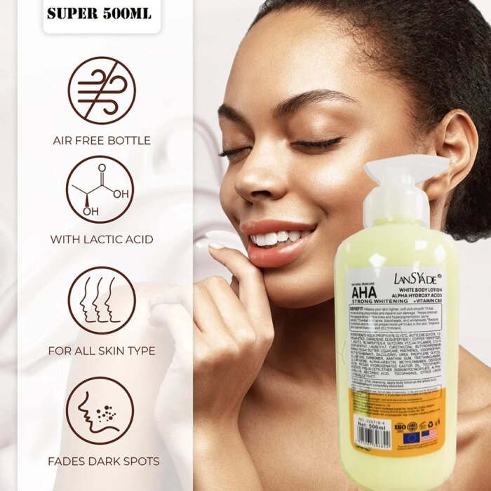 500ml Whitening Body Lotion ALPHA Hydroxy Acids+Vitamin C&E See Results In 3 Days Moisturizing Lightening Body Cream Lotion Skin - Image 3