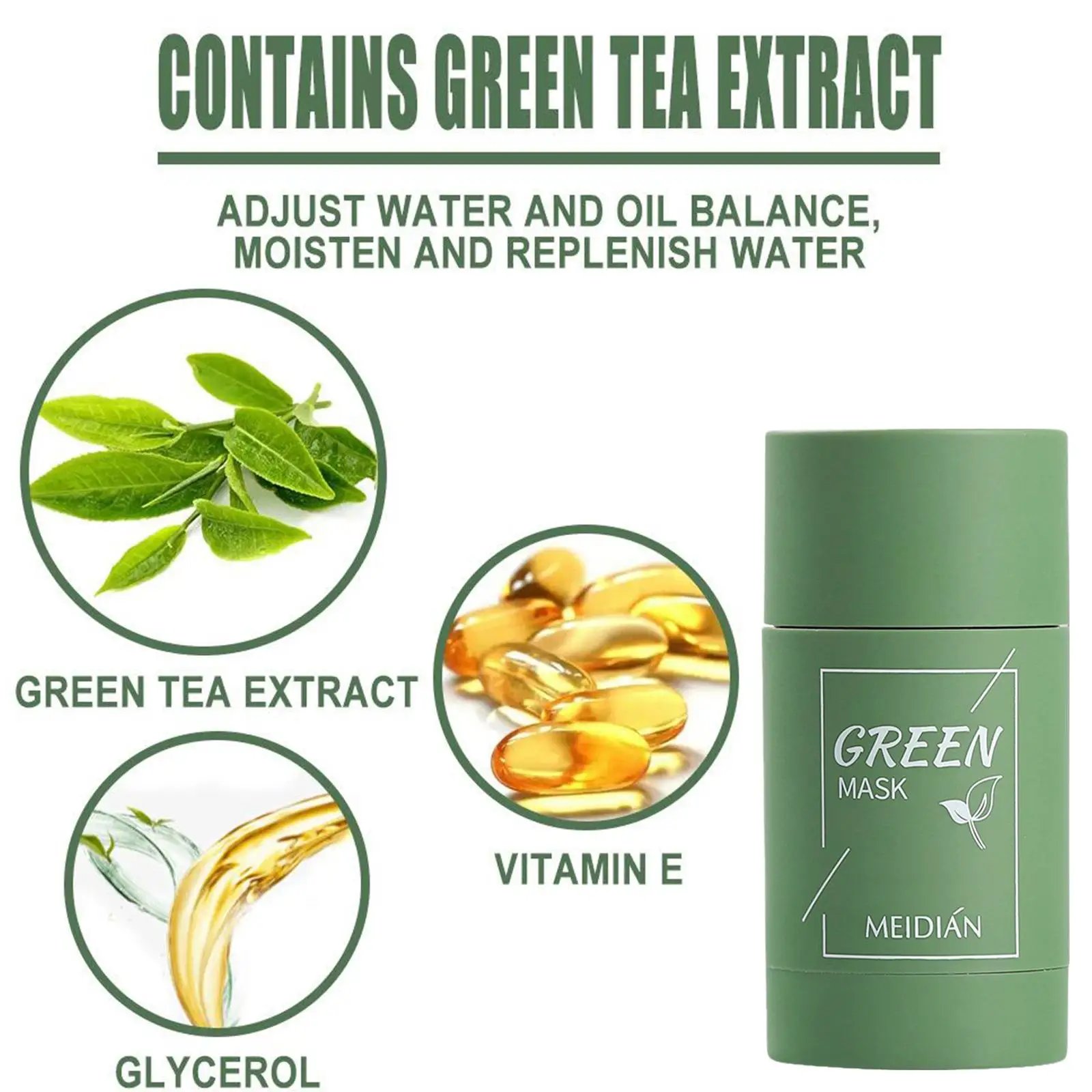 Original Facial Remove Blackhead Green Tea Solid Mask Treat Acne Blemish Black Dots Clean Stick Cream Shrink Pores Skin Care 