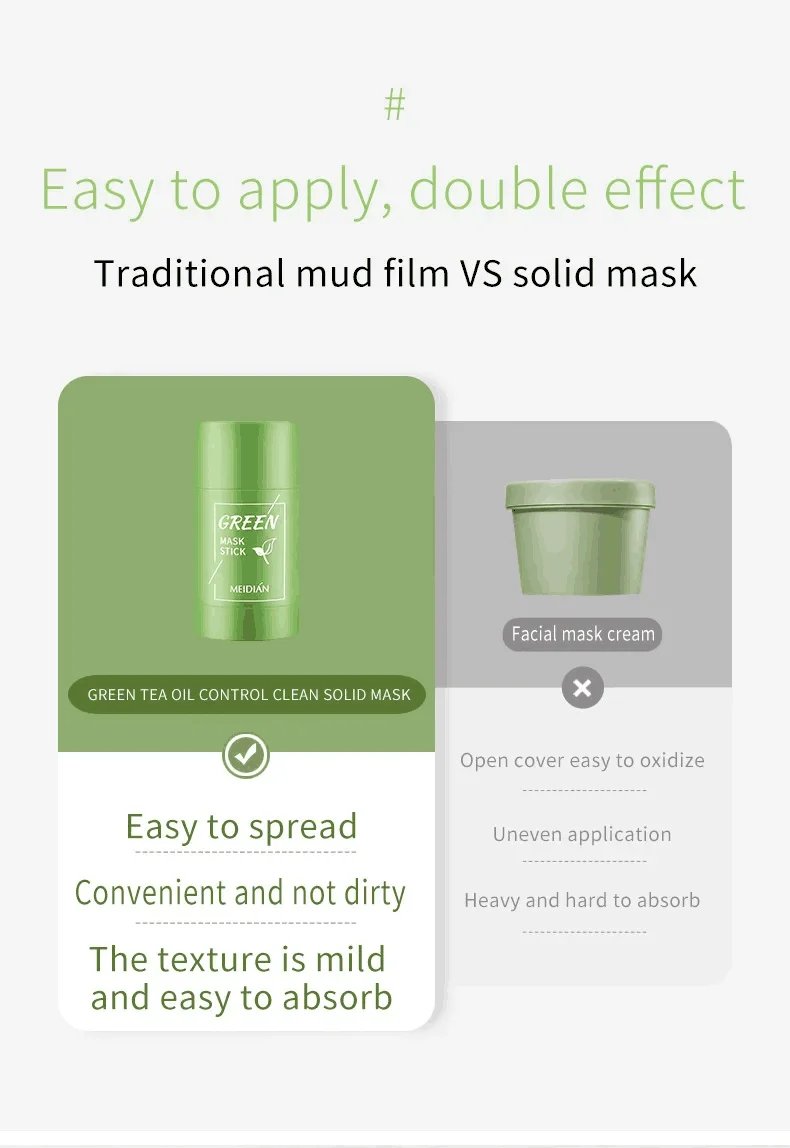 Original Facial Remove Blackhead Green Tea Solid Mask Treat Acne Blemish Black Dots Clean Stick Cream Shrink Pores Skin Care 