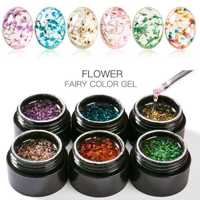 MEET ACROSS 5ml Pink Dried Flower Gel Nail Polish Natural Flower Fairy Nail Art Gel Soak Off UV LED Painting Varnishes For Nails - Image 5