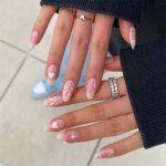 24pcs French False Nails Almond Head Summer Style Glitter Design Fake Nail Patch Full Cover Wearable Women Press on Nail Tips - Image 6