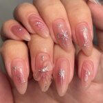 24Pc French Almond Press on Fake Nails Wearable Gradient Red Nails with Glue Simple Stars Design False Nails Full Cover Nail Tip - Image 5