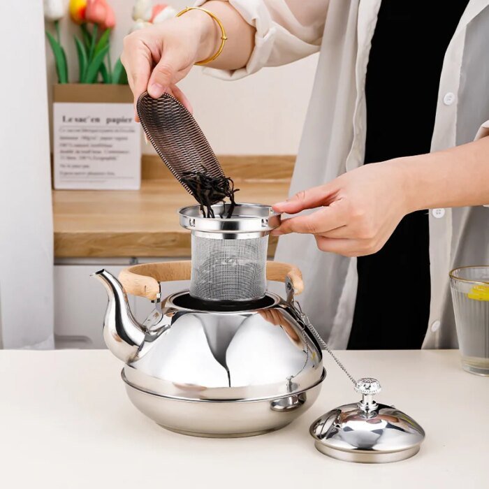2L Stainless Steel Teapot Exquisite Pot Kettle Boiling Water Kettle Induction Cooker Teapot with Infuser Filter Kitchen Home - Image 4