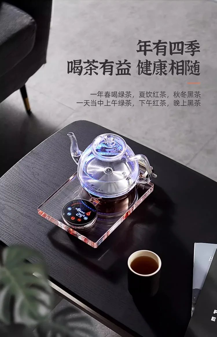 220V Automatic Electric Kettle with Water Supply Home Use Insulated Bottom Heating Tea Set Glass