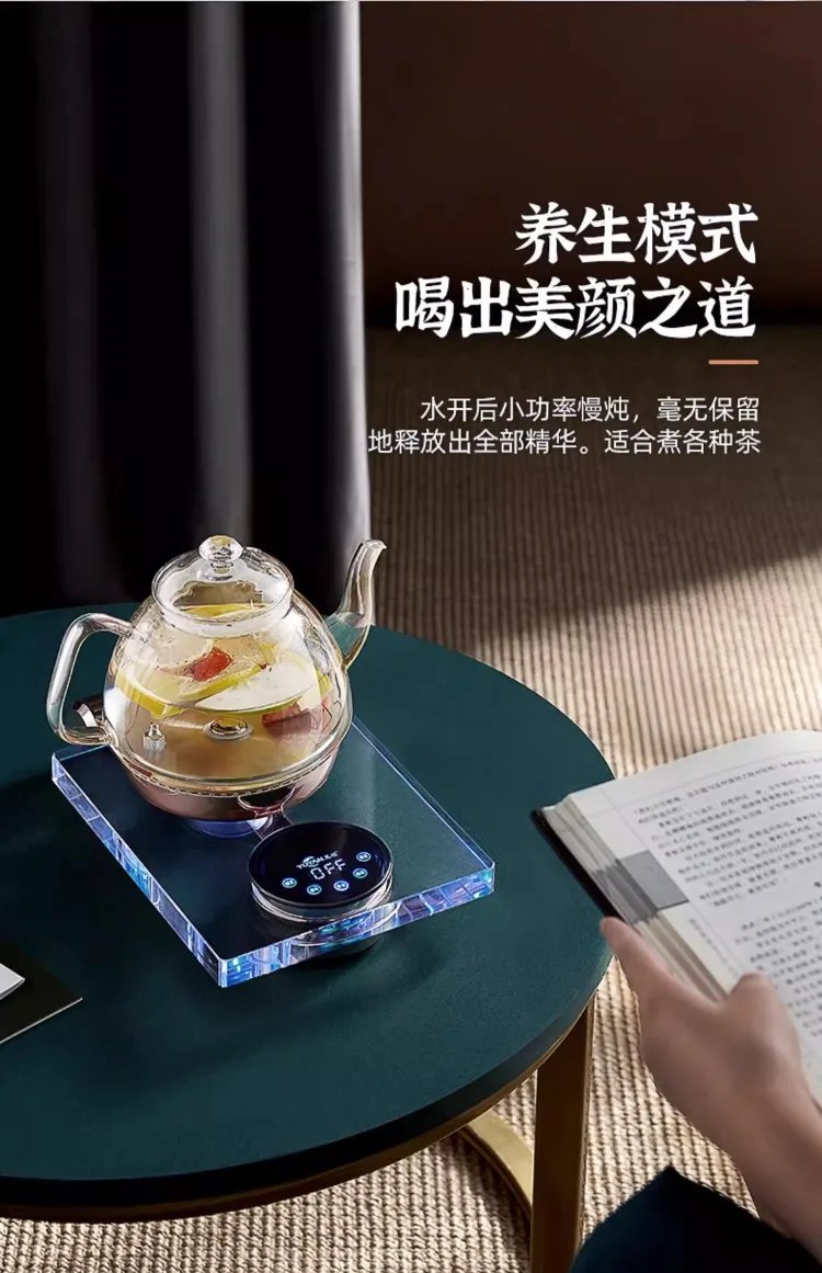 220V Automatic Electric Kettle with Water Supply Home Use Insulated Bottom Heating Tea Set Glass