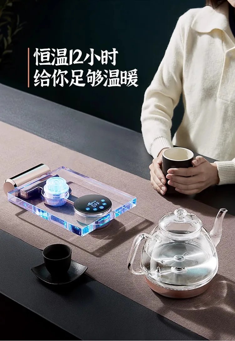 220V Automatic Electric Kettle with Water Supply Home Use Insulated Bottom Heating Tea Set Glass