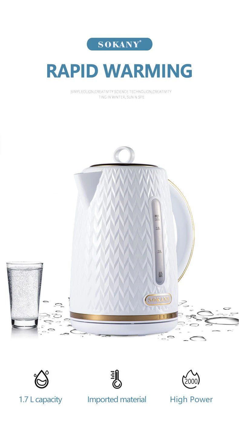 Houselin Electric Kettle, with Fast Boil and Boil Dry Protection, 1.7 Litre Double Wall Hot Water Boiler Heater , 2000 W