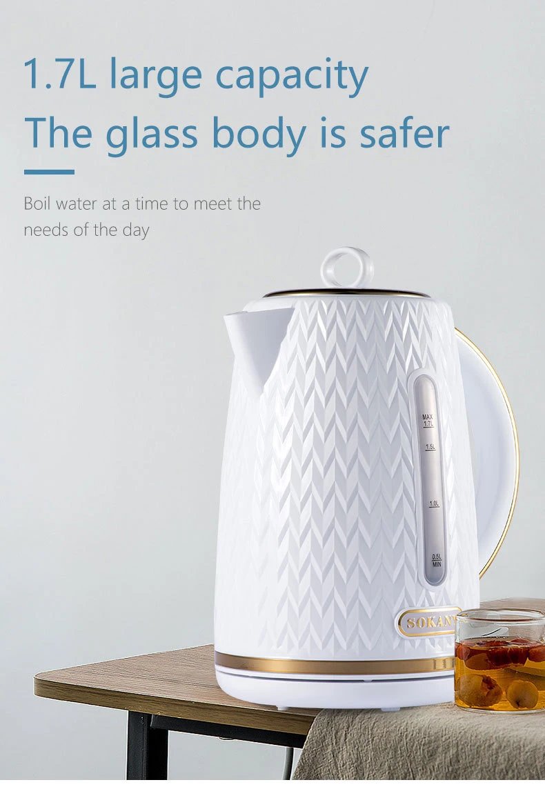 Houselin Electric Kettle, with Fast Boil and Boil Dry Protection, 1.7 Litre Double Wall Hot Water Boiler Heater , 2000 W