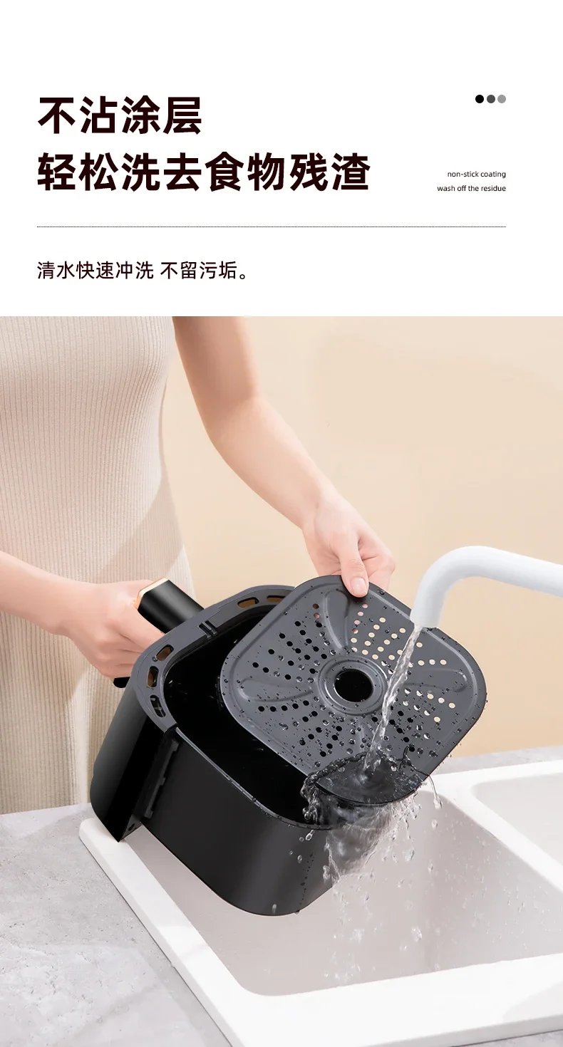 Air fryer household intelligent visual non-flip air electric fryer top heating non-stick liner