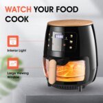 Air Fryer, 6QT Airfryer Oven with Viewing Window Oilless Cooker with Digital Display 6 Cooking Presets Dishwasher Safe black - Image 4