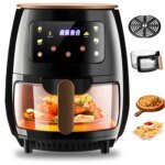 Air Fryer, 6QT Airfryer Oven with Viewing Window Oilless Cooker with Digital Display 6 Cooking Presets Dishwasher Safe black