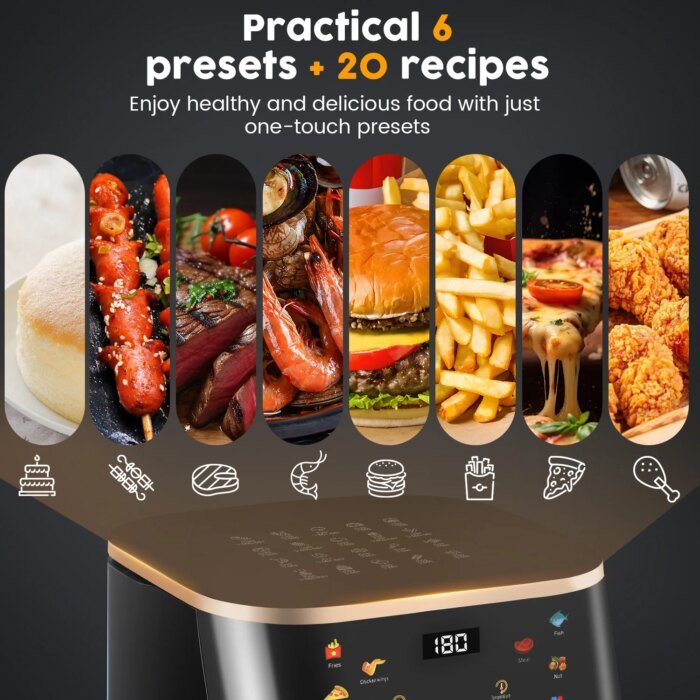 1400W Smart Air Fryer Oven 9L Large Capacity 360 Degree Hot Circulation Transparent Window Healthy Cook Home Kitchen Appliance - Image 2