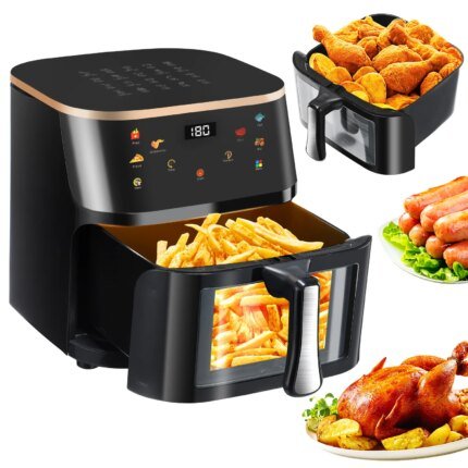1400W Smart Air Fryer Oven 9L Large Capacity 360 Degree Hot Circulation Transparent Window Healthy Cook Home Kitchen Appliance