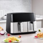 KOMORE 6.5L+3.5L Touch Screen Dual Basket Air Fryer with 60 Minutes Timer & 80°C-200°C Adjustable Temperature - Image 2