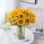 Artificial Flower Sunflowers Home Garden Table Decoration Stamen Wedding Bouque Festival Fake Gerbera Living Room Bedroom Stage - Image 2