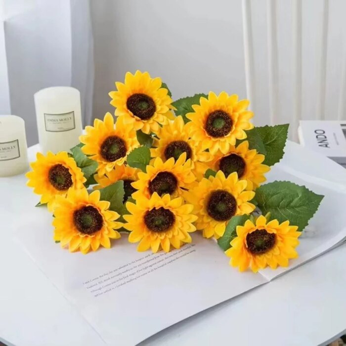 Artificial Flower Sunflowers Home Garden Table Decoration Stamen Wedding Bouque Festival Fake Gerbera Living Room Bedroom Stage - Image 5