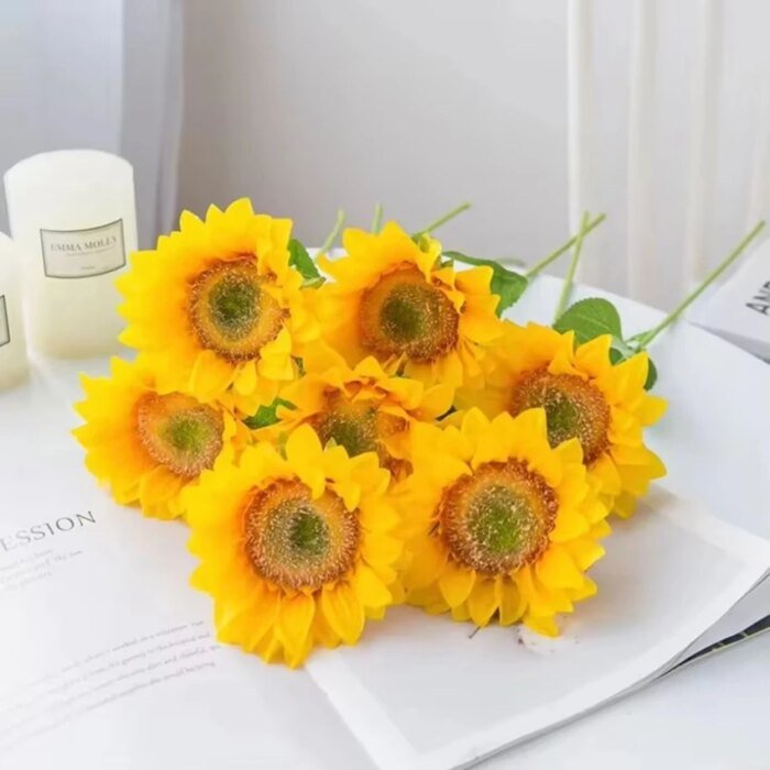 Artificial Flower Sunflowers Home Garden Table Decoration Stamen Wedding Bouque Festival Fake Gerbera Living Room Bedroom Stage - Image 4