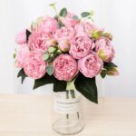 Artificial Flowers Silk Peony Bouquet Festival Decorations Vase Home Room Garden Living Room Wedding Bride Fake Plants Prop Gift