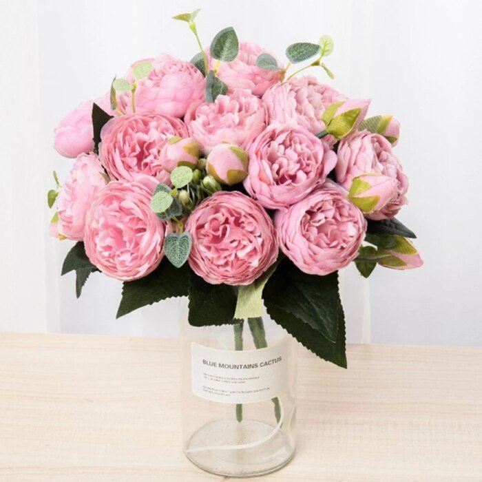 Artificial Flowers Silk Peony Bouquet Festival Decorations Vase Home Room Garden Living Room Wedding Bride Fake Plants Prop Gift - Image 1