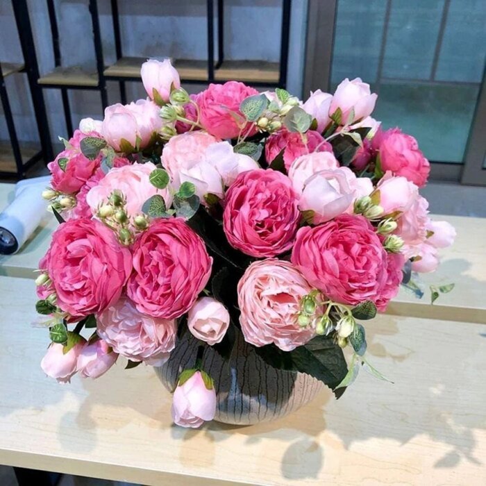 Artificial Flowers Silk Peony Bouquet Festival Decorations Vase Home Room Garden Living Room Wedding Bride Fake Plants Prop Gift - Image 6