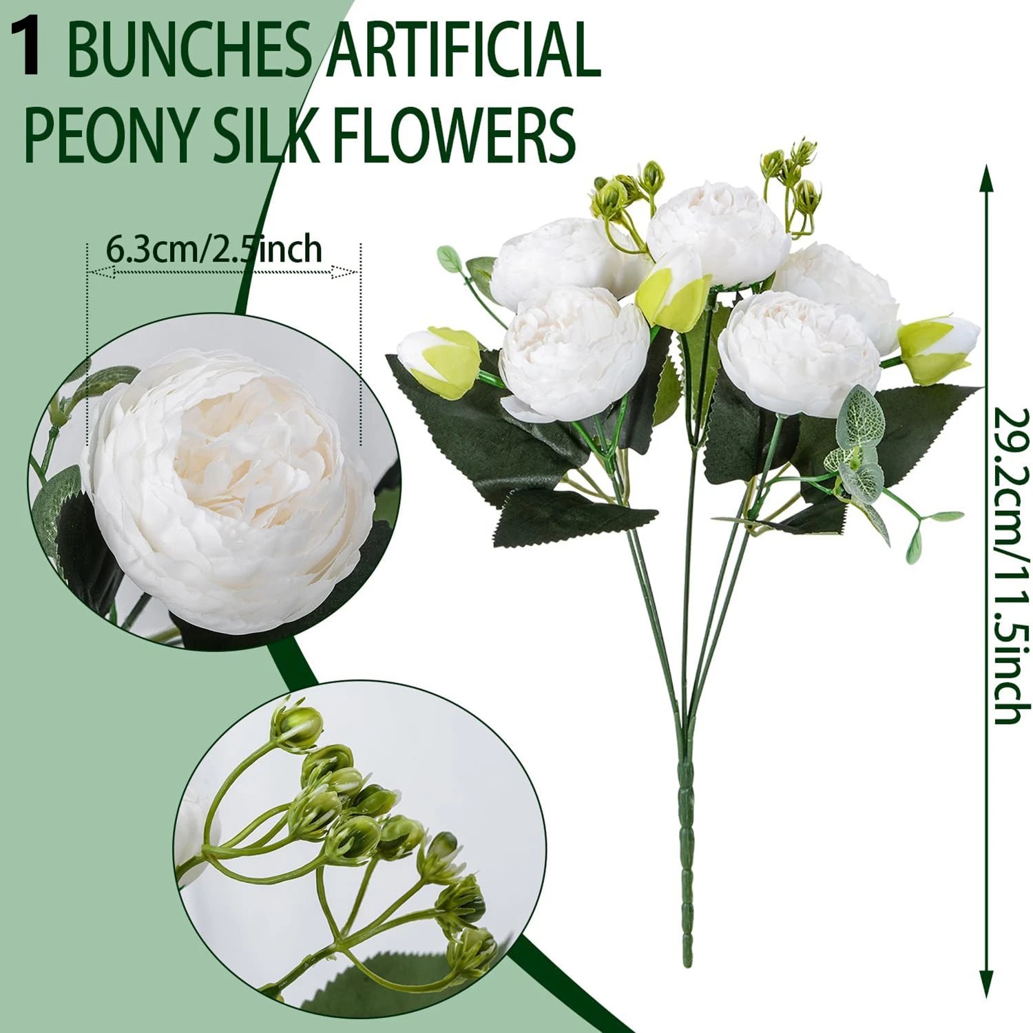Artificial Flowers Silk Peony Bouquet Festival Decorations Vase Home Room Garden Living Room Wedding Bride Fake Plants Prop Gift