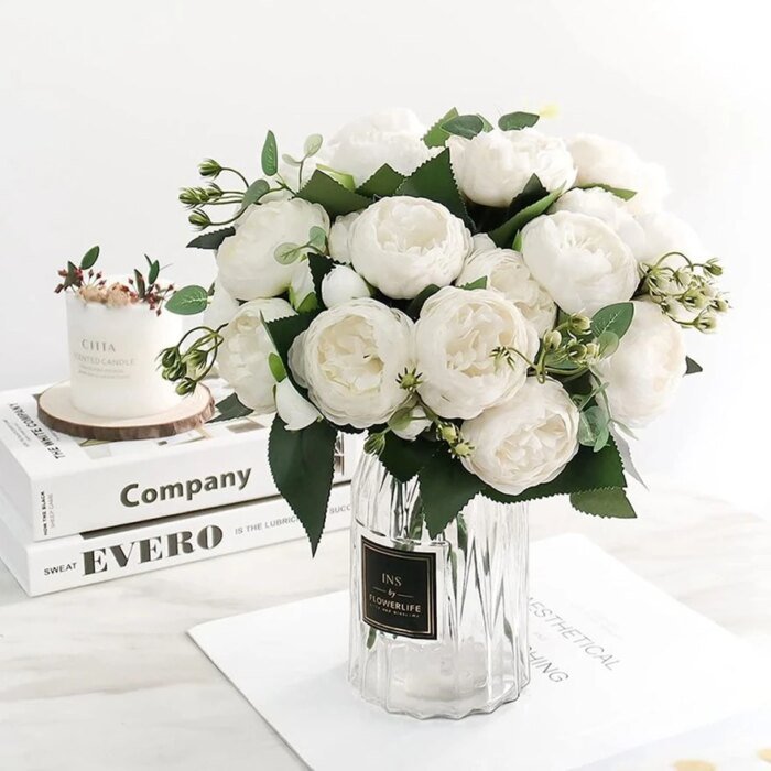 Artificial Flowers Silk Peony Bouquet Festival Decorations Vase Home Room Garden Living Room Wedding Bride Fake Plants Prop Gift - Image 3