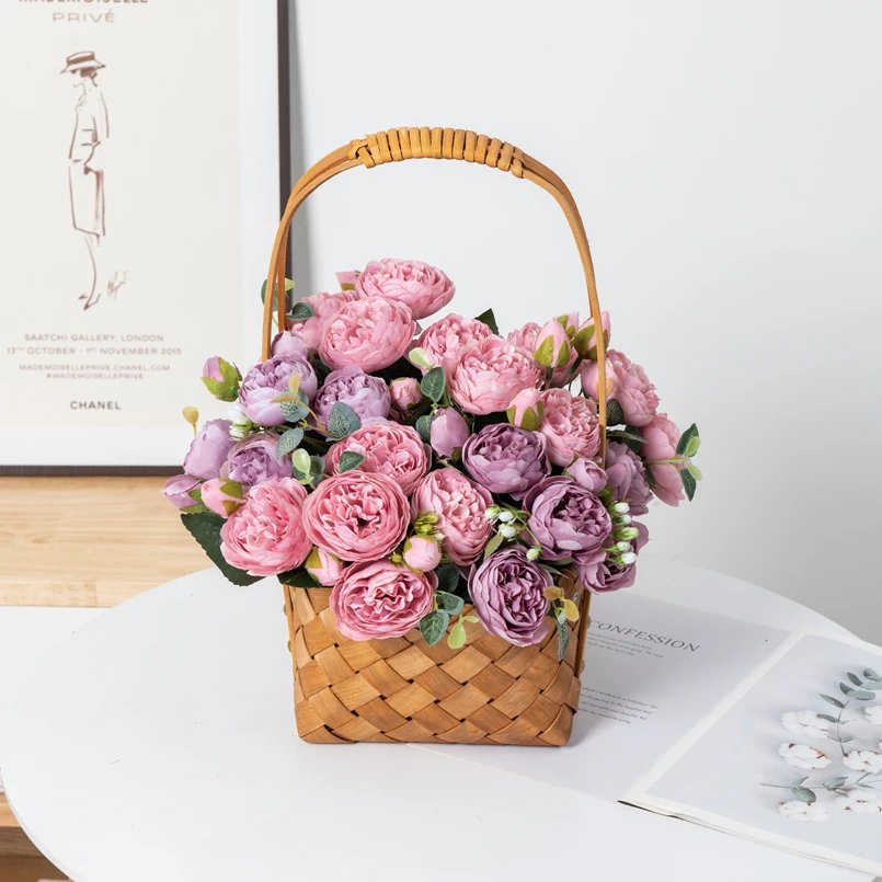 Artificial Flowers Silk Peony Bouquet Festival Decorations Vase Home Room Garden Living Room Wedding Bride Fake Plants Prop Gift