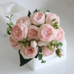 Artificial Flowers Silk Peony Bouquet Festival Decorations Vase Home Room Garden Living Room Wedding Bride Fake Plants Prop Gift - Image 2