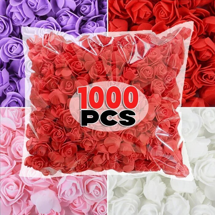 100-1000Pcs Foam Rose Flower Heads Artificial DIY Gifts Teddy Bear Bouquet Wedding Valentines Day Home 3.5cm Floral Decorations - Image 1
