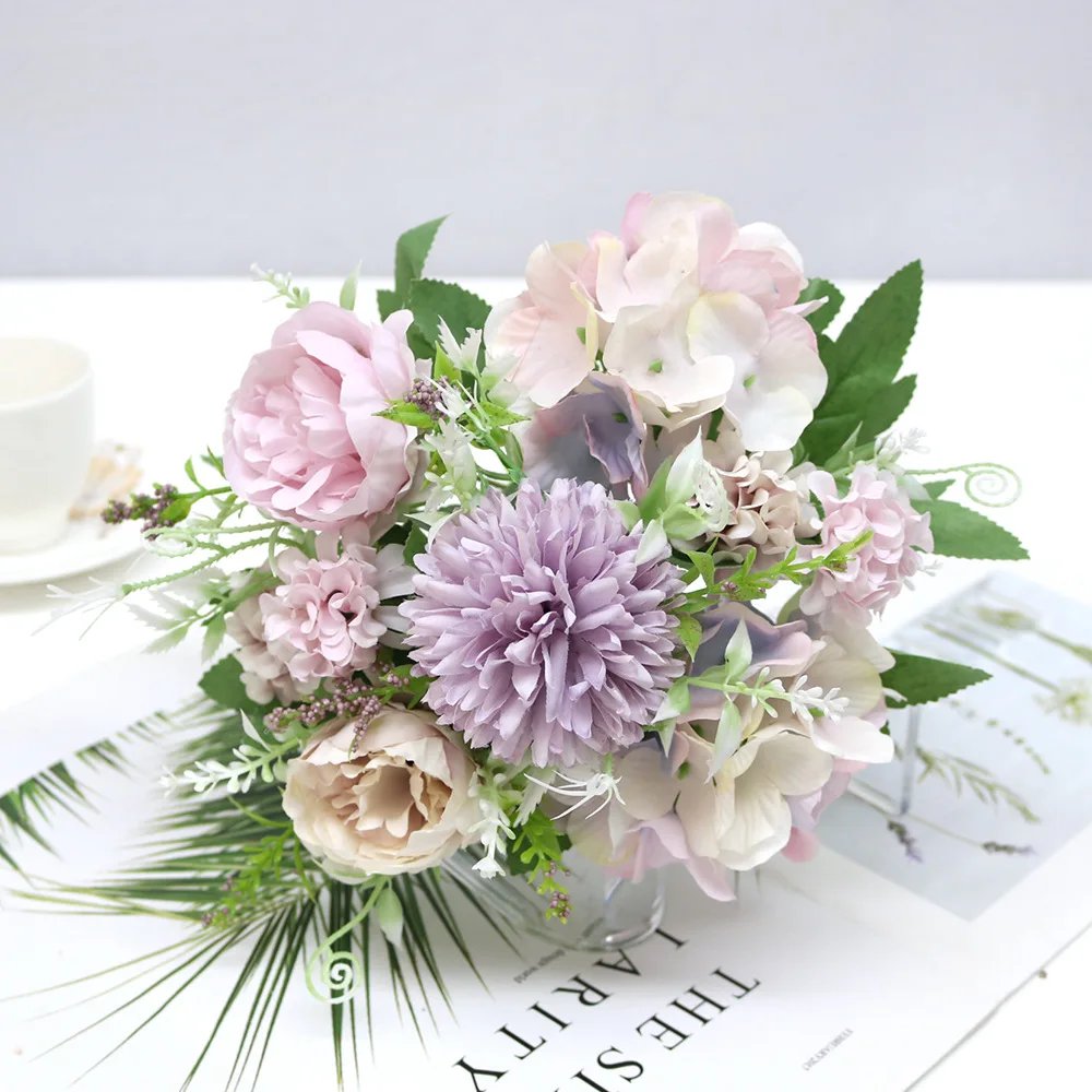 7 Heads Hydrangea Flowers Artificial Bouquet Silk Blooming Fake Peony Bridal Hand Flower Roses Wedding Centerpieces Decor 7 Heads Hydrangea Flowers Artificial Bouquet Silk Blooming Fake Peony Bridal Hand Flower Roses Wedding Centerpieces Decor