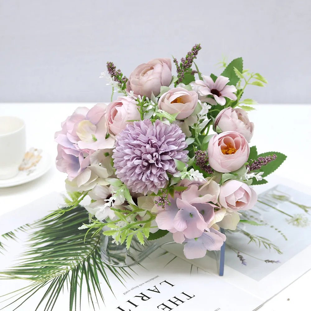7 Heads Hydrangea Flowers Artificial Bouquet Silk Blooming Fake Peony Bridal Hand Flower Roses Wedding Centerpieces Decor 7 Heads Hydrangea Flowers Artificial Bouquet Silk Blooming Fake Peony Bridal Hand Flower Roses Wedding Centerpieces Decor