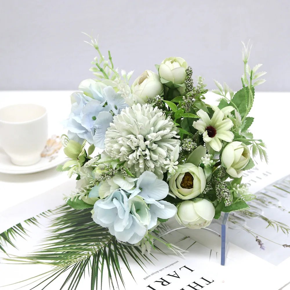7 Heads Hydrangea Flowers Artificial Bouquet Silk Blooming Fake Peony Bridal Hand Flower Roses Wedding Centerpieces Decor 7 Heads Hydrangea Flowers Artificial Bouquet Silk Blooming Fake Peony Bridal Hand Flower Roses Wedding Centerpieces Decor
