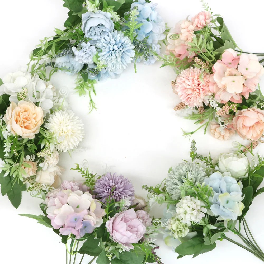 7 Heads Hydrangea Flowers Artificial Bouquet Silk Blooming Fake Peony Bridal Hand Flower Roses Wedding Centerpieces Decor 7 Heads Hydrangea Flowers Artificial Bouquet Silk Blooming Fake Peony Bridal Hand Flower Roses Wedding Centerpieces Decor