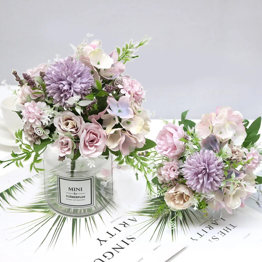 7 Heads Hydrangea Flowers Artificial Bouquet Silk Blooming Fake Peony Bridal Hand Flower Roses Wedding Centerpieces Decor 7 Heads Hydrangea Flowers Artificial Bouquet Silk Blooming Fake Peony Bridal Hand Flower Roses Wedding Centerpieces Decor