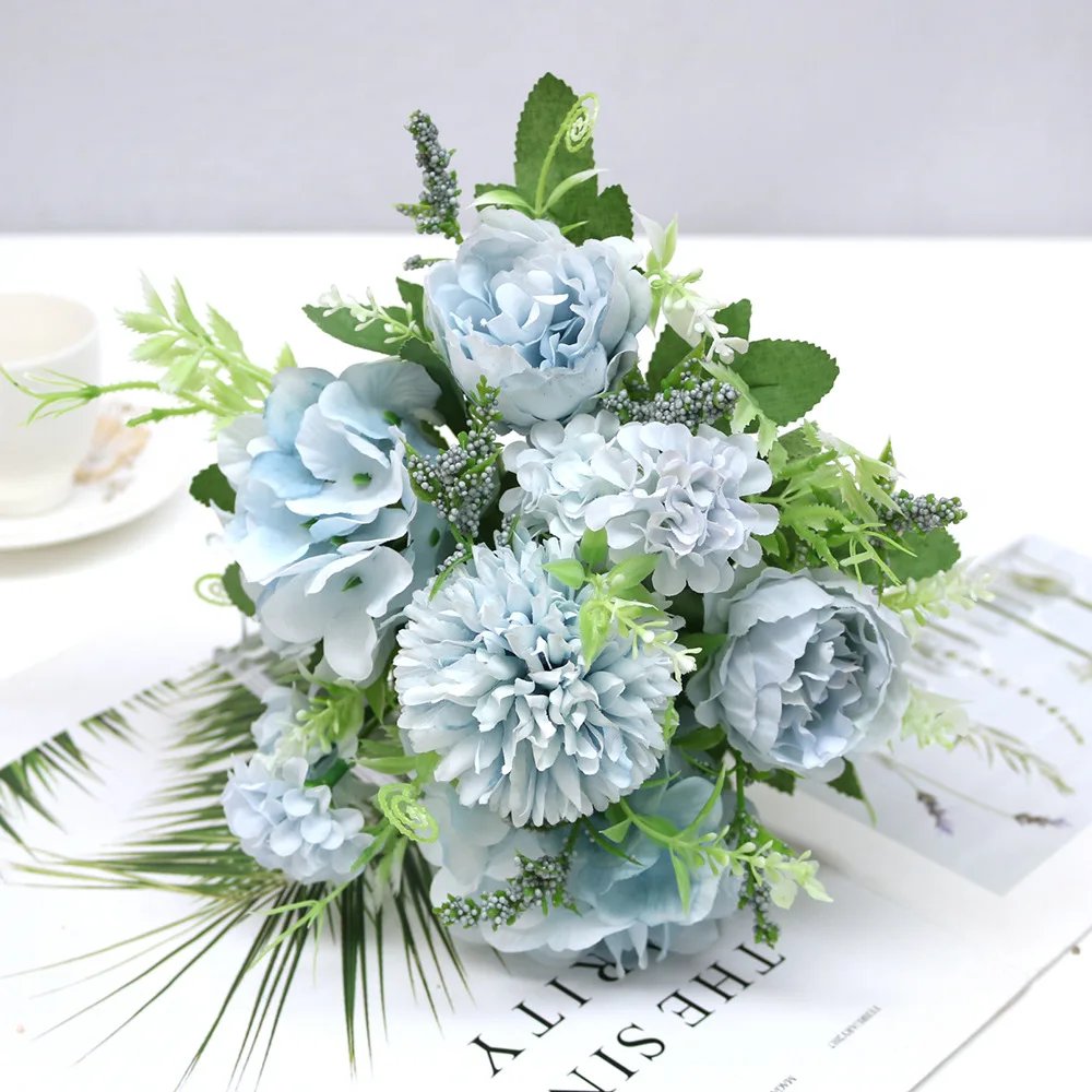 7 Heads Hydrangea Flowers Artificial Bouquet Silk Blooming Fake Peony Bridal Hand Flower Roses Wedding Centerpieces Decor 7 Heads Hydrangea Flowers Artificial Bouquet Silk Blooming Fake Peony Bridal Hand Flower Roses Wedding Centerpieces Decor