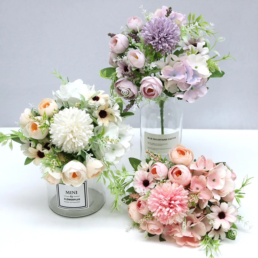 7 Heads Hydrangea Flowers Artificial Bouquet Silk Blooming Fake Peony Bridal Hand Flower Roses Wedding Centerpieces Decor 7 Heads Hydrangea Flowers Artificial Bouquet Silk Blooming Fake Peony Bridal Hand Flower Roses Wedding Centerpieces Decor