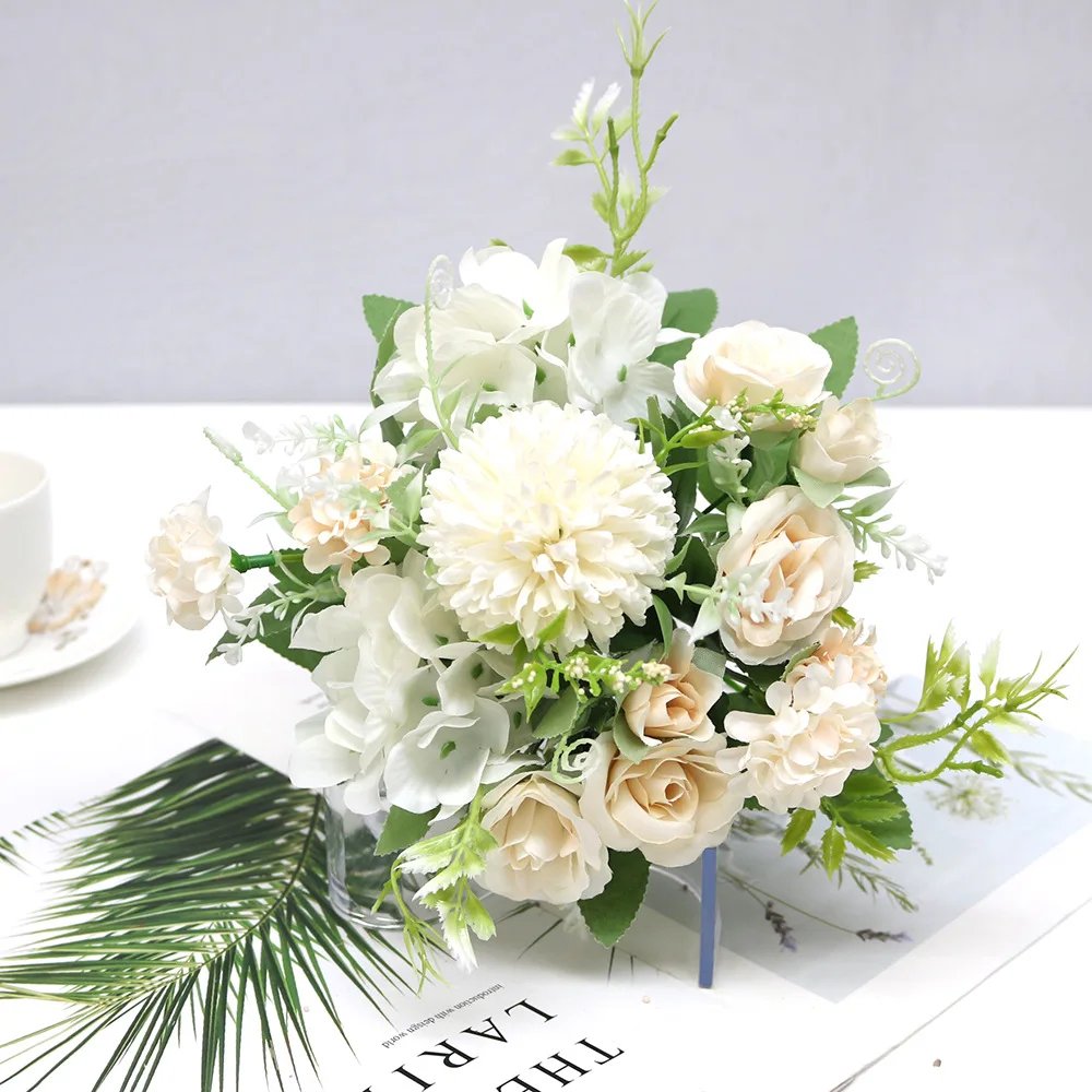 7 Heads Hydrangea Flowers Artificial Bouquet Silk Blooming Fake Peony Bridal Hand Flower Roses Wedding Centerpieces Decor 7 Heads Hydrangea Flowers Artificial Bouquet Silk Blooming Fake Peony Bridal Hand Flower Roses Wedding Centerpieces Decor