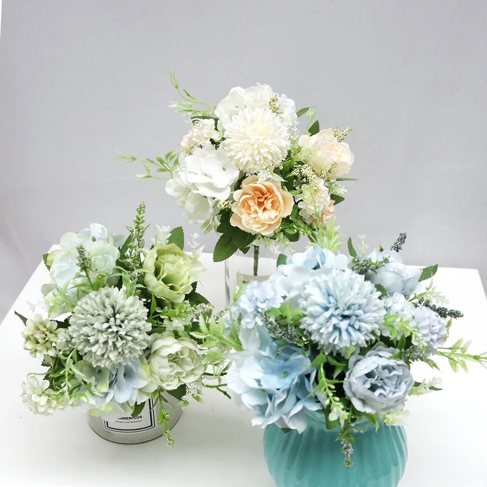 7 Heads Hydrangea Flowers Artificial Bouquet Silk Blooming Fake Peony Bridal Hand Flower Roses Wedding Centerpieces Decor 7 Heads Hydrangea Flowers Artificial Bouquet Silk Blooming Fake Peony Bridal Hand Flower Roses Wedding Centerpieces Decor