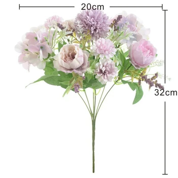 7 Heads Hydrangea Flowers Artificial Bouquet Silk Blooming Fake Peony Bridal Hand Flower Roses Wedding Centerpieces Decor - Image 6