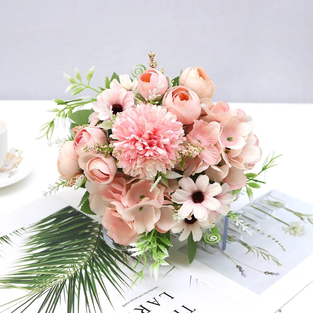 7 Heads Hydrangea Flowers Artificial Bouquet Silk Blooming Fake Peony Bridal Hand Flower Roses Wedding Centerpieces Decor 7 Heads Hydrangea Flowers Artificial Bouquet Silk Blooming Fake Peony Bridal Hand Flower Roses Wedding Centerpieces Decor