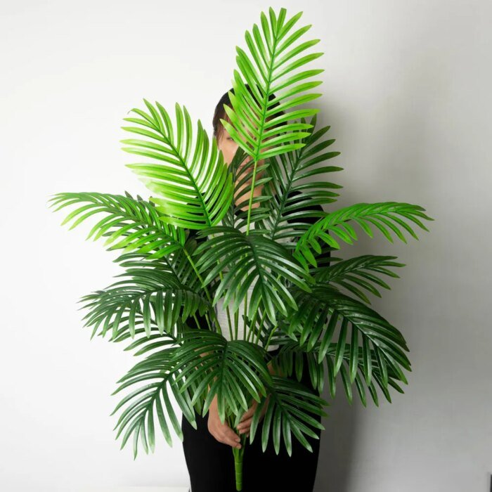 90-120cm Large Artificial Palm Tree Tropical Fake Plants Green Plastic Palm Leafs Big Monstera Tree Branch For Home Garden Decor - Image 2