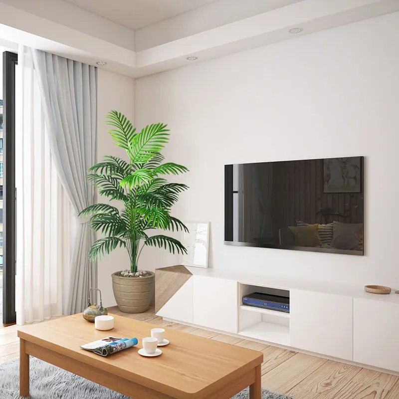 90-120cm Large Artificial Palm Tree Tropical Fake Plants Green Plastic Palm Leafs Big Monstera Tree Branch For Home Garden Decor