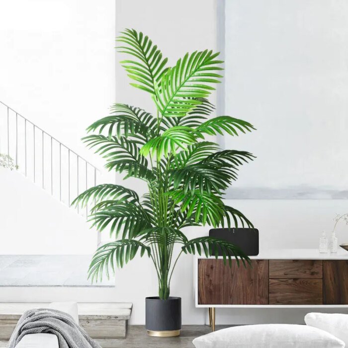 90-120cm Large Artificial Palm Tree Tropical Fake Plants Green Plastic Palm Leafs Big Monstera Tree Branch For Home Garden Decor - Image 1