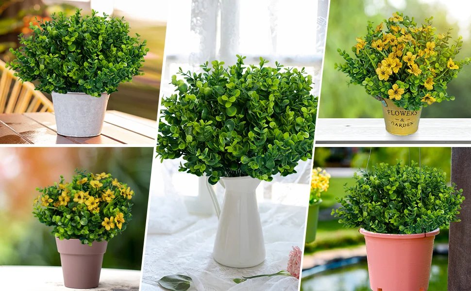 Artificial Green Plant Decorative Potted Fake Plant for Garden Decoration Table Setting Leaf And Branch Details