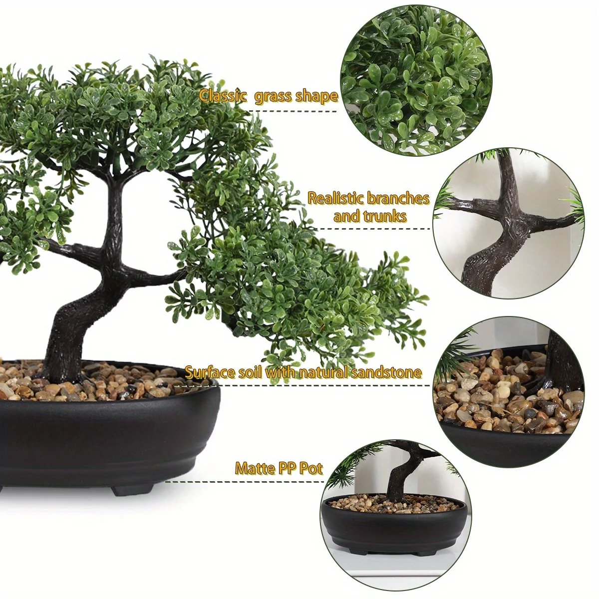 1pc Artificial Bonsai Tree: A Zen Garden Accent Artificial Plant PP Material Black Planter Home Office Party Decoration