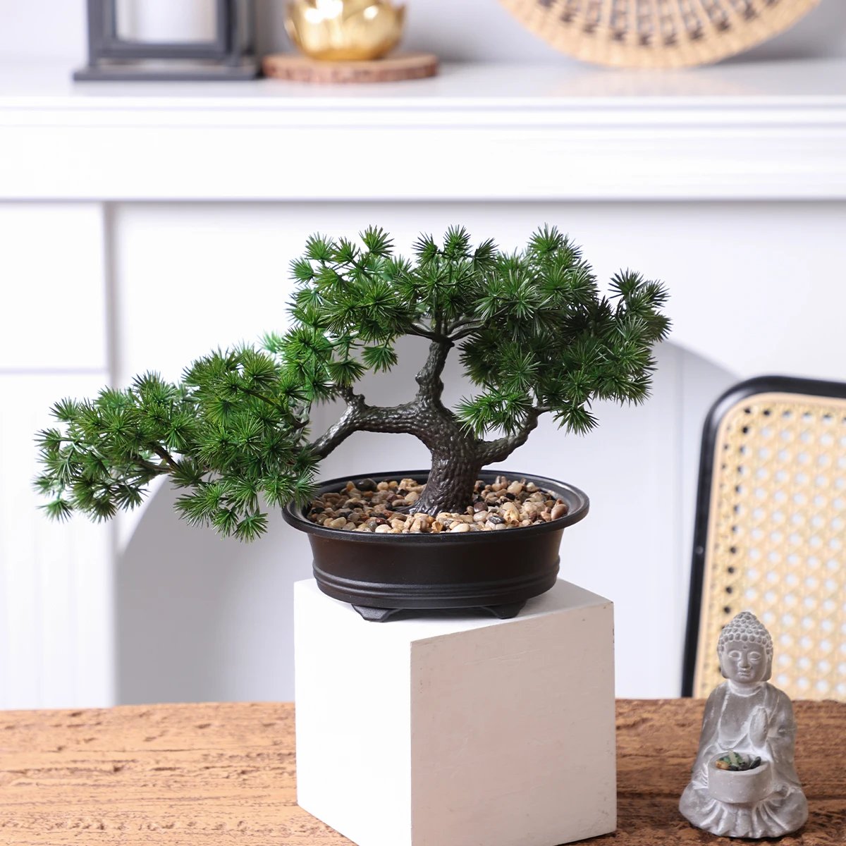 1pc Artificial Bonsai Tree: A Zen Garden Accent Artificial Plant PP Material Black Planter Home Office Party Decoration