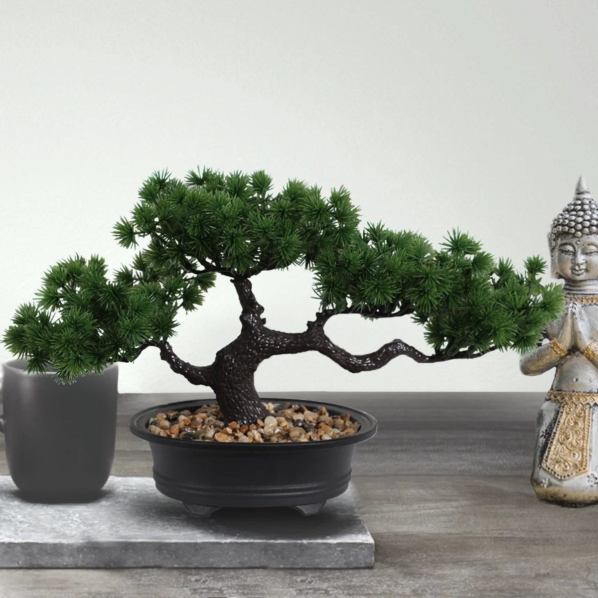 1pc Artificial Bonsai Tree: A Zen Garden Accent Artificial Plant PP Material Black Planter Home Office Party Decoration