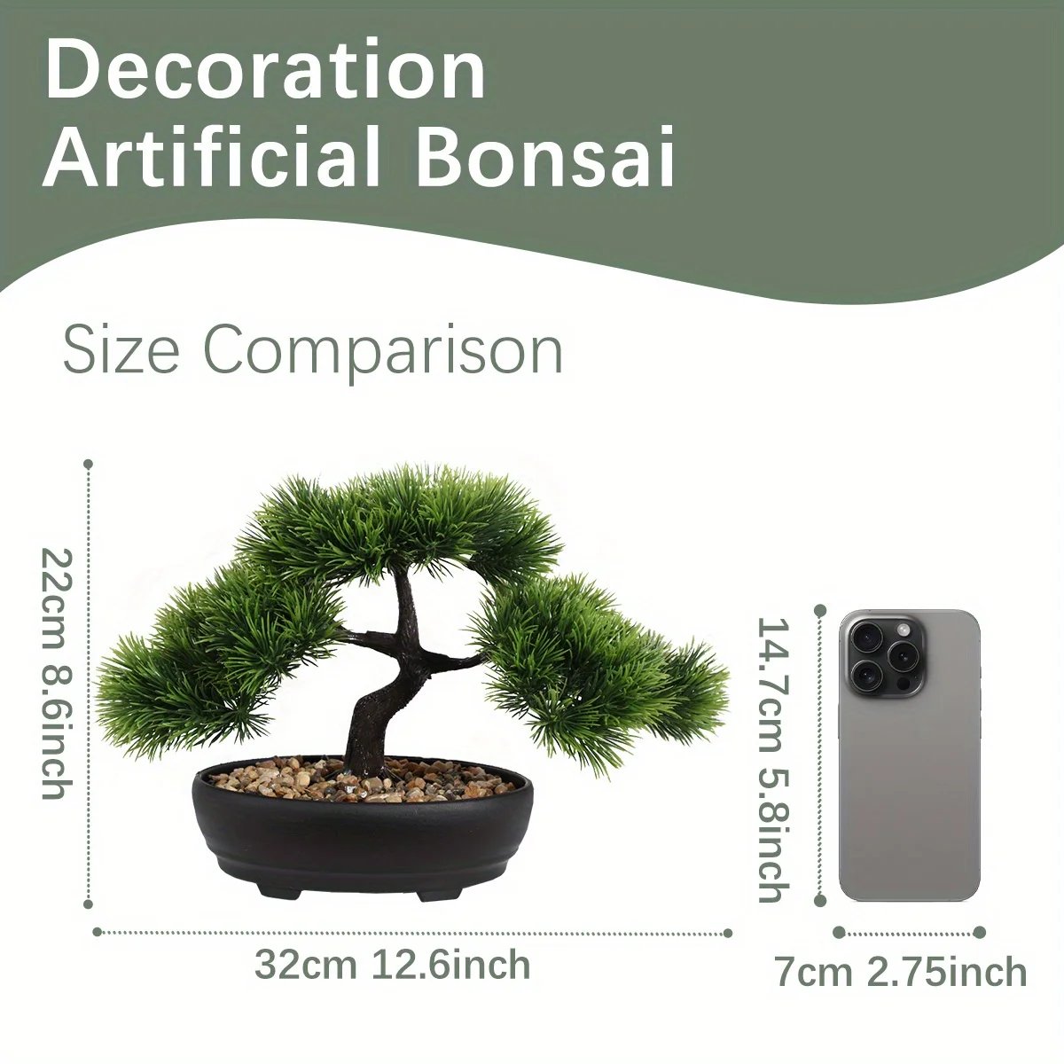 1pc Artificial Bonsai Tree: A Zen Garden Accent Artificial Plant PP Material Black Planter Home Office Party Decoration