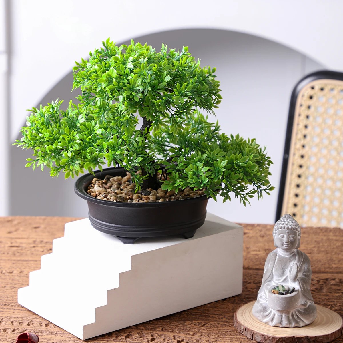 1pc Artificial Bonsai Tree: A Zen Garden Accent Artificial Plant PP Material Black Planter Home Office Party Decoration